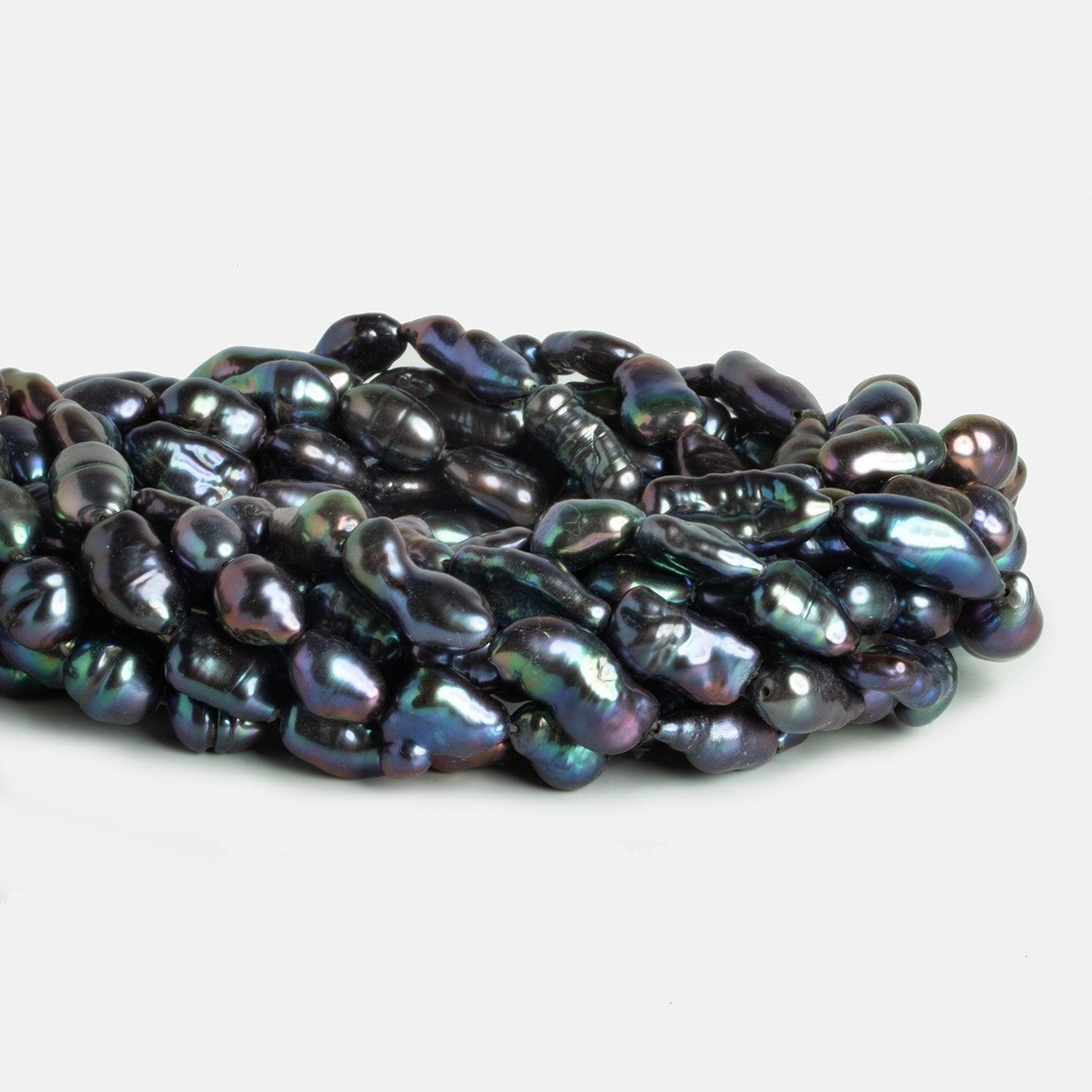 Cool Peacock Peacock Keshi Straight-Drilled Pearls 15 inch 22 pieces - The Bead Traders