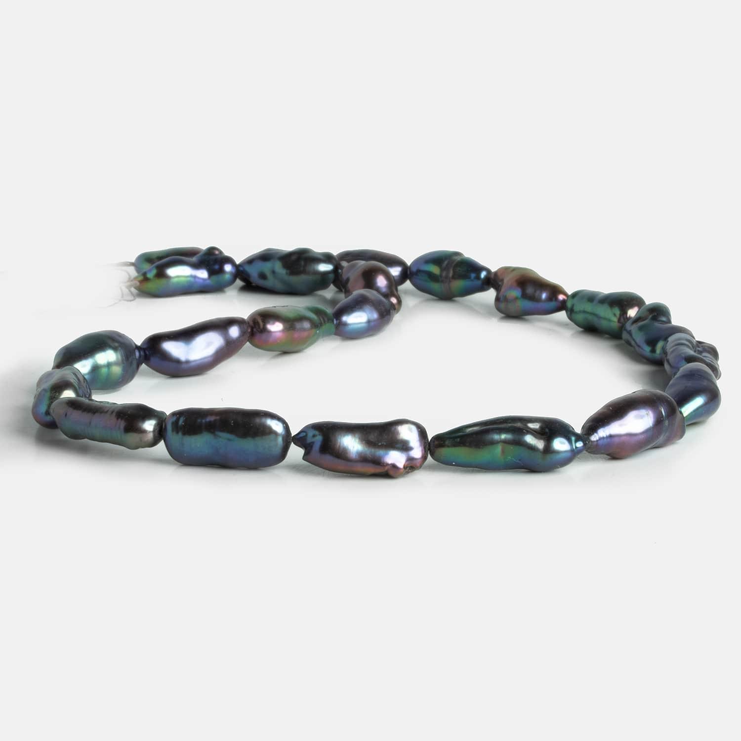 Cool Peacock Peacock Keshi Straight-Drilled Pearls 15 inch 22 pieces - The Bead Traders