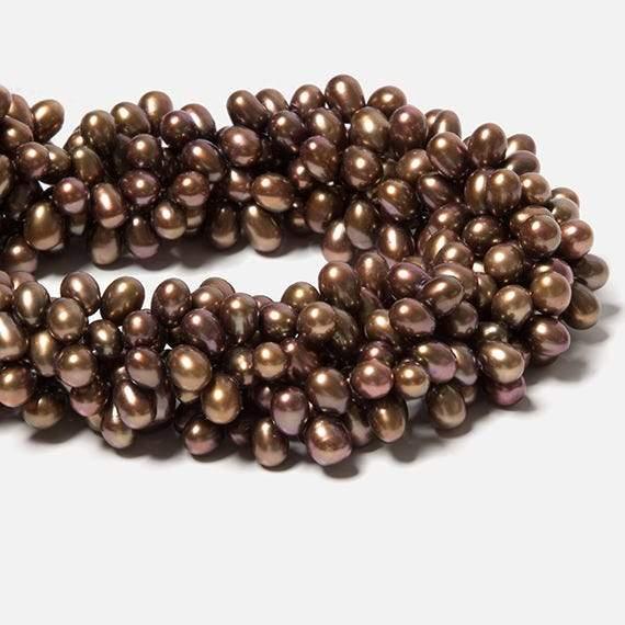 Copper Brown Top Drilled Oval Freshwater Pearls 16 inch 77 pcs - The Bead Traders