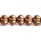 Copper Corrugated Flower Design Round Beads 8 inch 29 pieces - The Bead Traders