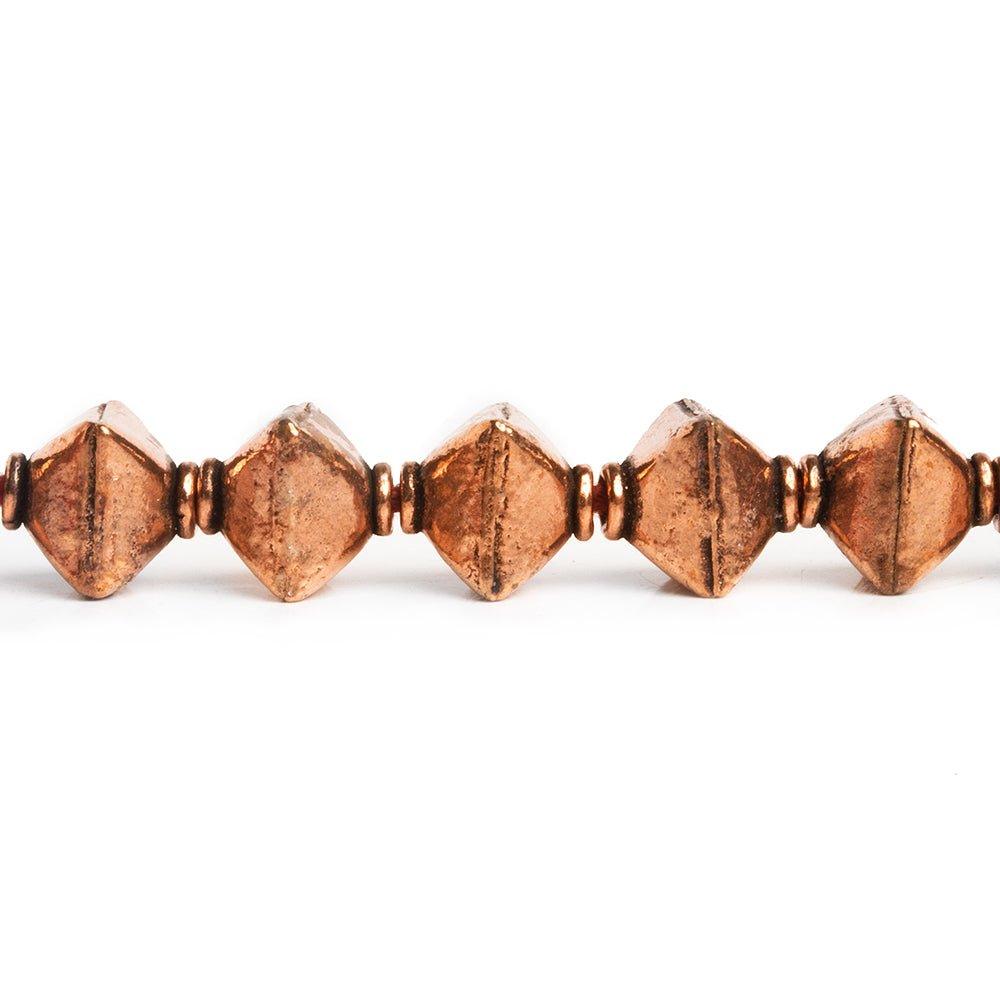 Copper Fancy Pyramid Beads 8 inch 21 pieces - The Bead Traders