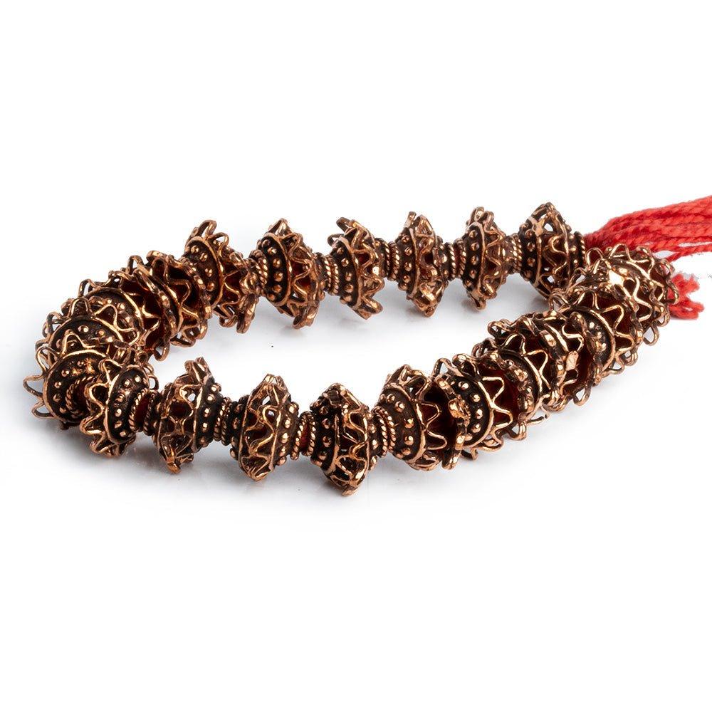 Copper Fancy Ribbon Bead Caps 8 inch 36 pieces - The Bead Traders