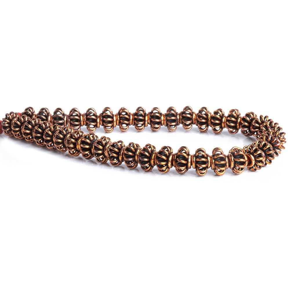 Copper Fancy Rondelle Beads 8 inch 38 pieces - The Bead Traders