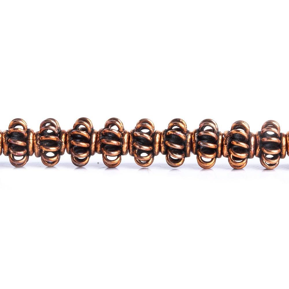 Copper Fancy Rondelle Beads 8 inch 38 pieces - The Bead Traders