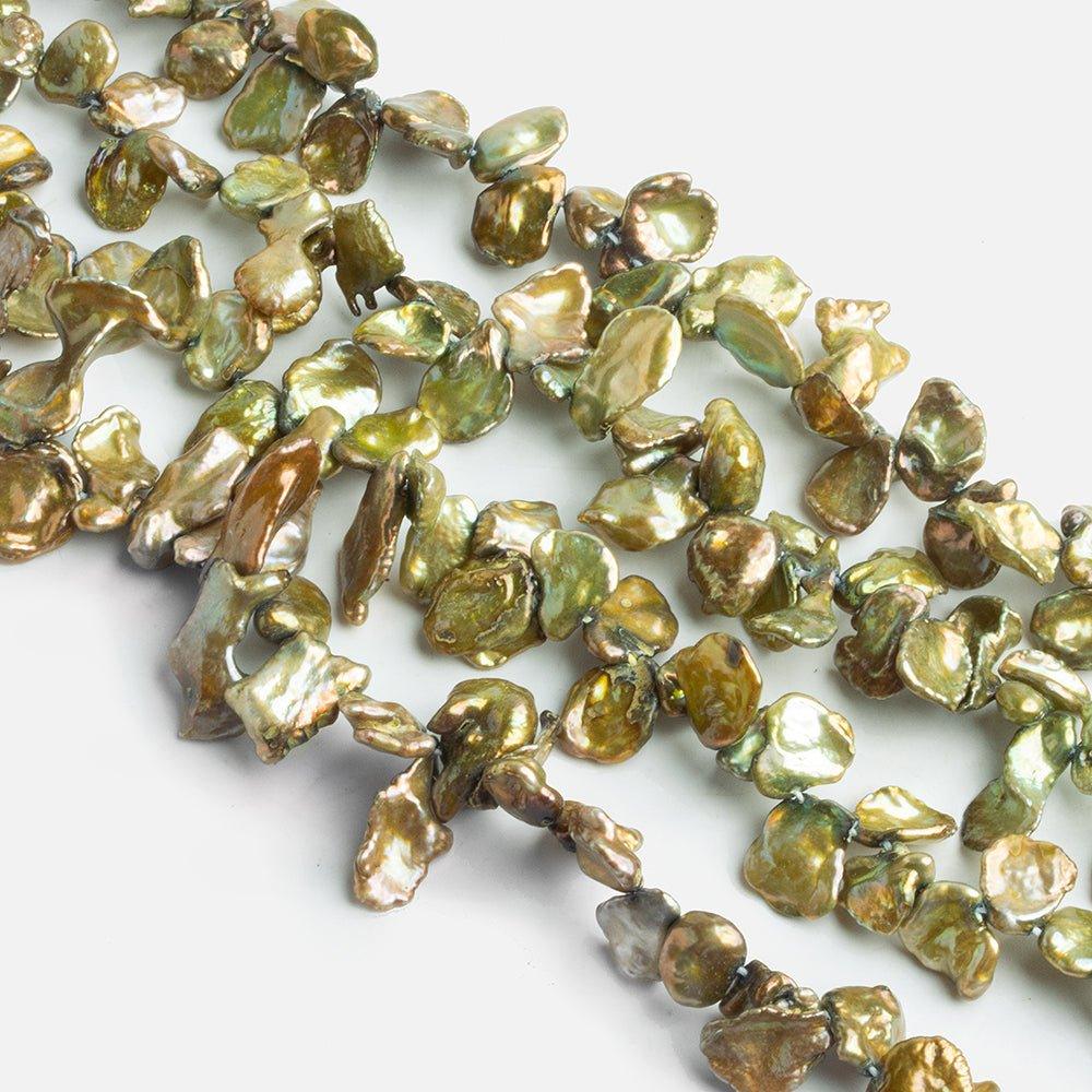 Copper Green Keshi Pearls - Lot of 4 - The Bead Traders