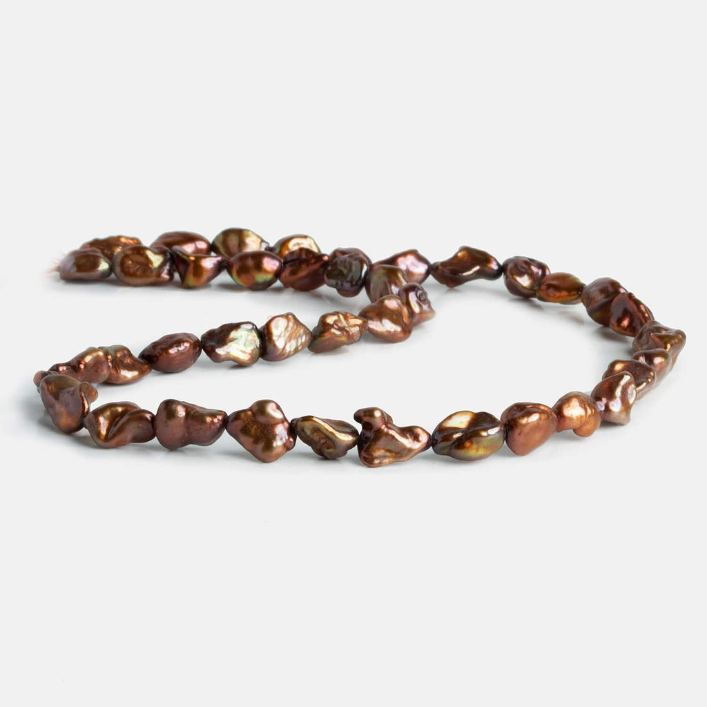 Copper Peacock Keshi Straight-Drilled Pearls 15 inch 40 pieces - The Bead Traders