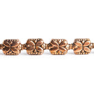 Copper Rectangle with Flower Design Beads 8 inch 14 pieces - The Bead Traders
