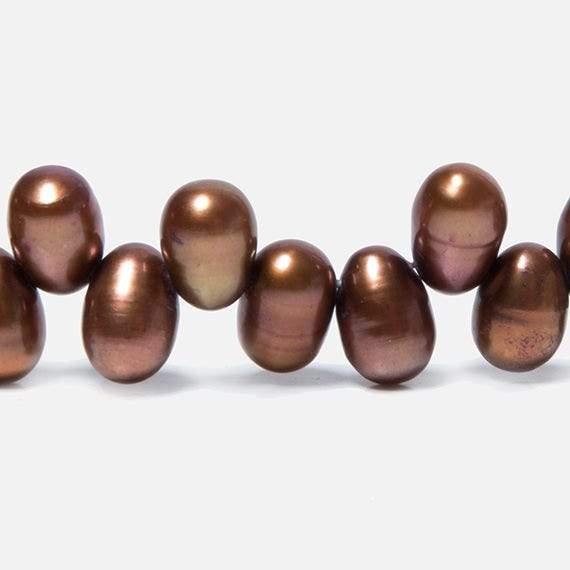 Copper Top Drilled Oval Freshwater Pearls 16 inch 78 pcs - The Bead Traders