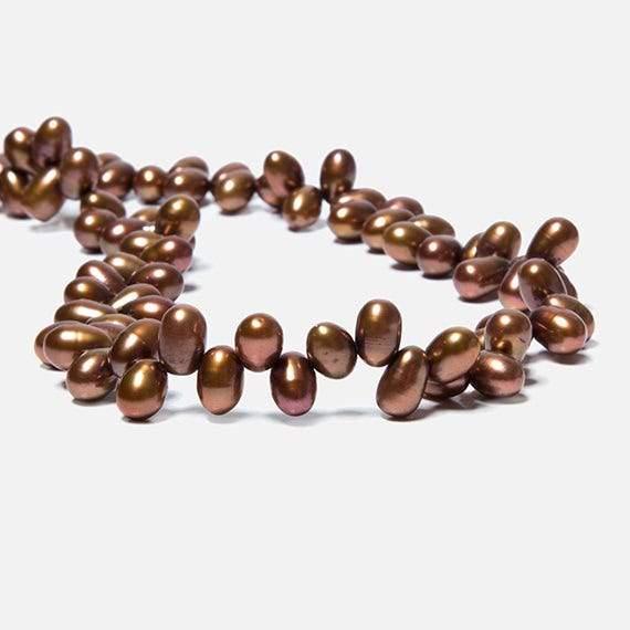 Copper Top Drilled Oval Freshwater Pearls 16 inch 78 pcs - The Bead Traders