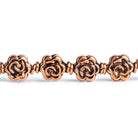 Copper with Rose Design Beads 8 inch 18 pieces - The Bead Traders