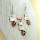 Copper with Rose Design Beads 8 inch 18 pieces - The Bead Traders