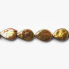 Coppery Green Freshwater Pearls Straight Drilled 14-15mm Pears - The Bead Traders