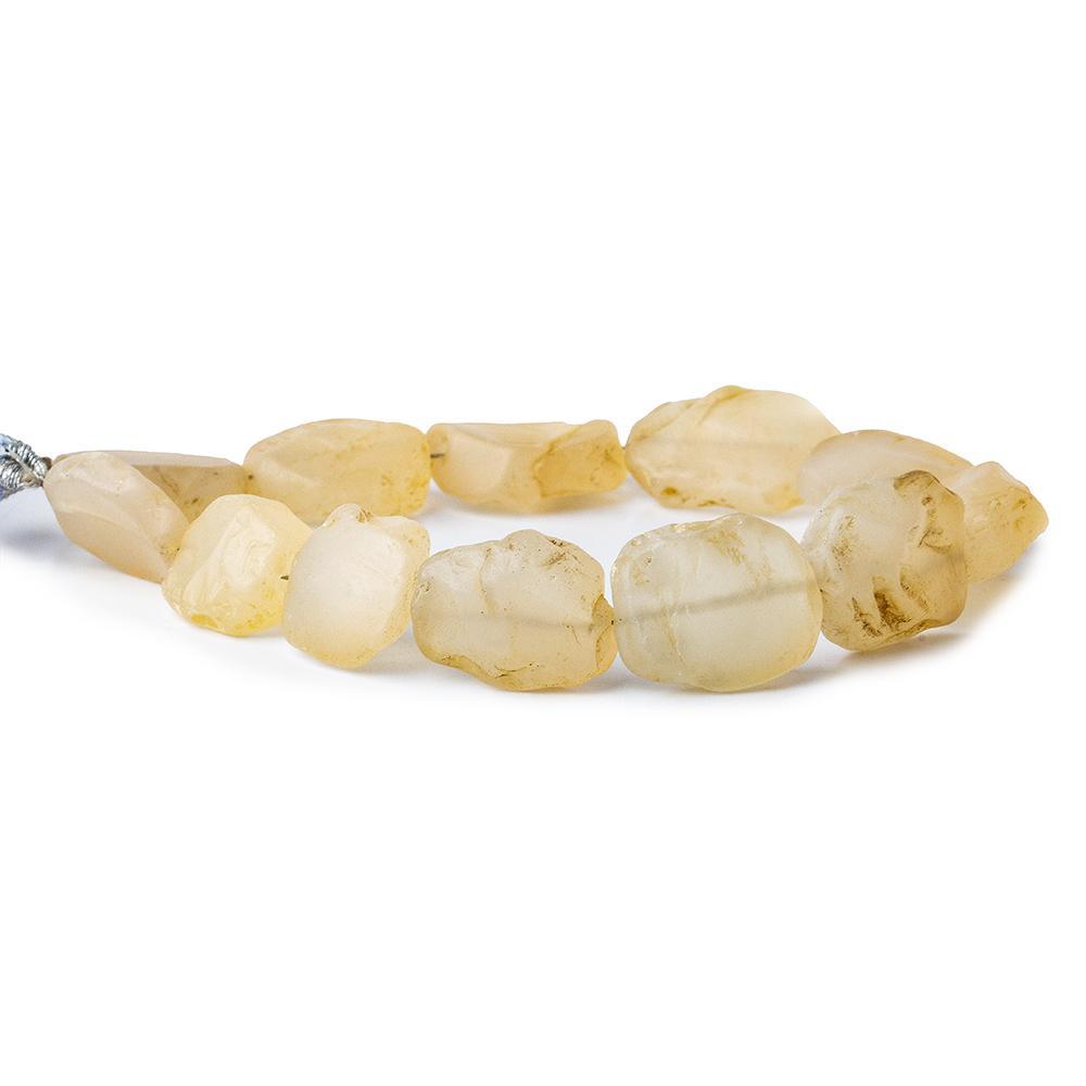 Cream Agate Tumbled Hammer Faceted Oval Beads 8 inch 11 pieces - The Bead Traders