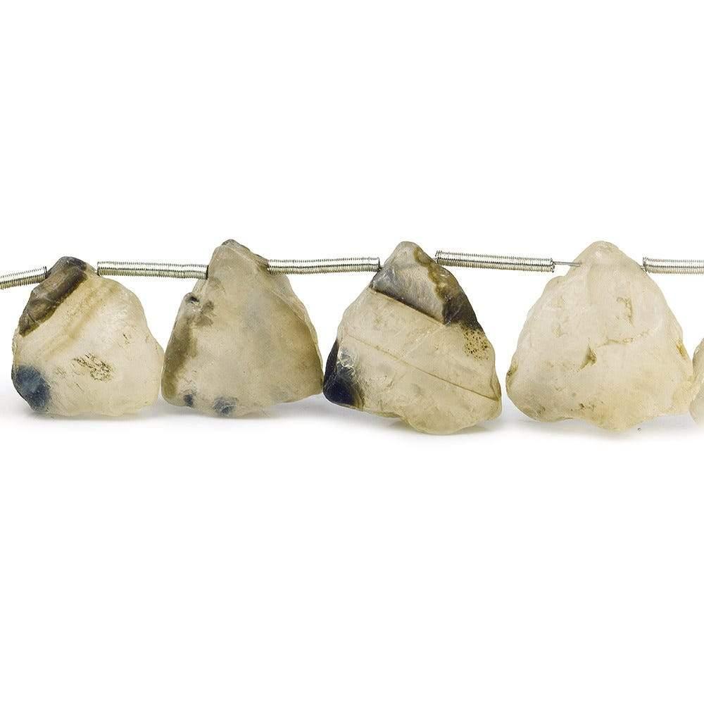 Cream & Black Agate Tumbled Chip Hammer Faceted Trillion Beads 8 inch 11 pieces - The Bead Traders