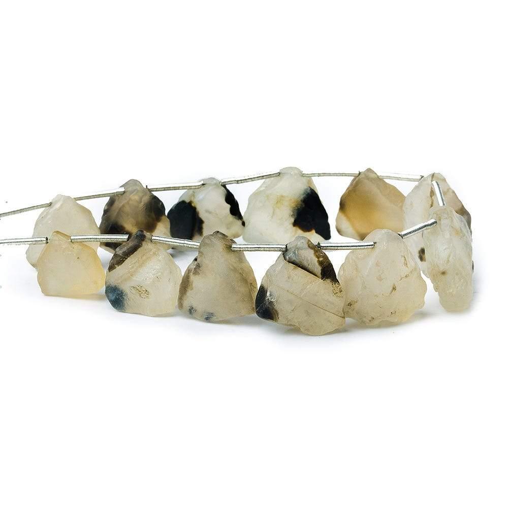 Cream & Black Agate Tumbled Chip Hammer Faceted Trillion Beads 8 inch 11 pieces - The Bead Traders