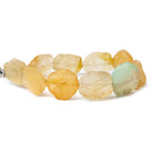 Cream & Gold Agate Tumbled Hammer Faceted Multi Shape Beads 8 inch 11 pieces - The Bead Traders