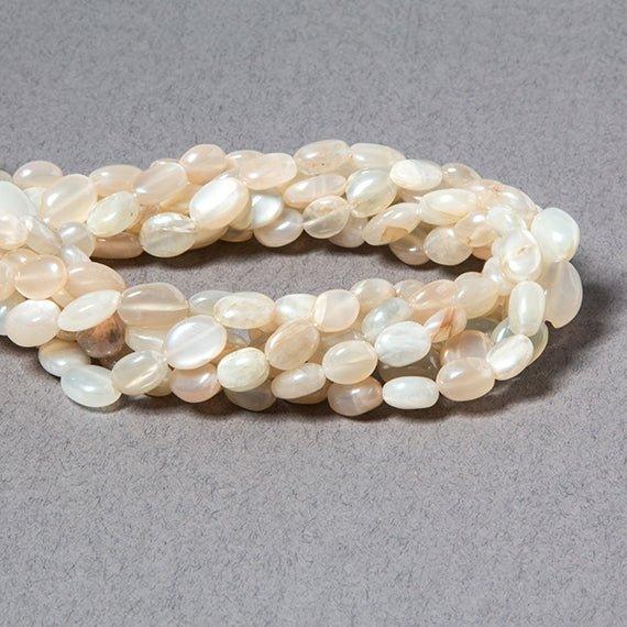 Cream Moonstone plain nugget oval 13 inch 35 beads - The Bead Traders