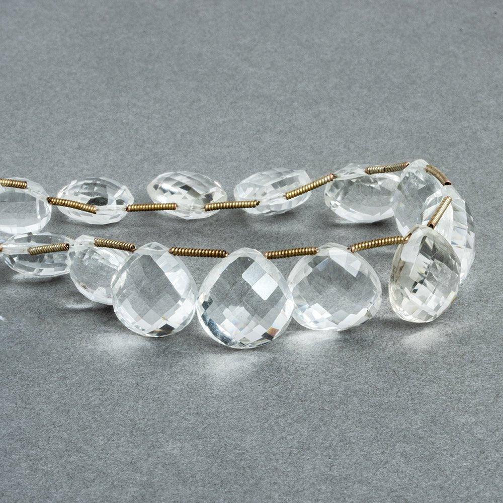 Crystal Quartz Faceted Heart Beads 7 inch 14 pieces - The Bead Traders