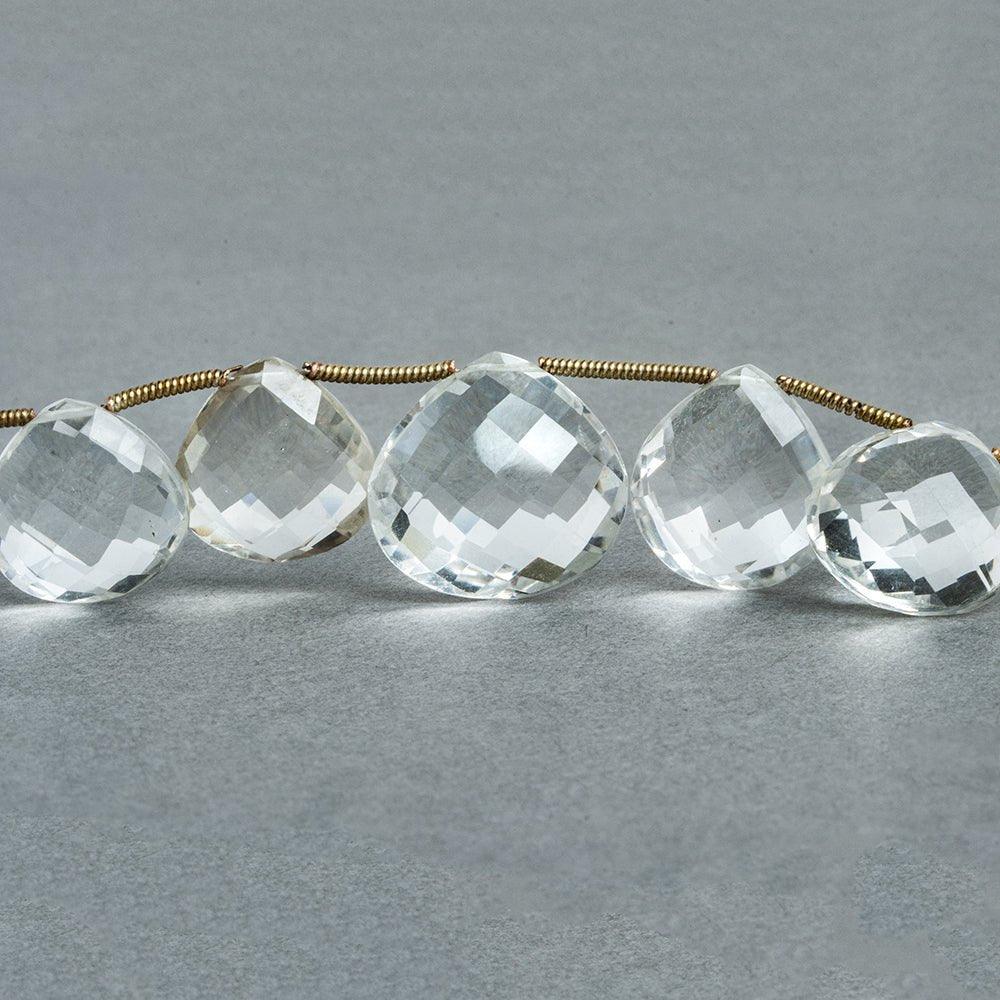 Crystal Quartz Faceted Heart Beads 7 inch 14 pieces - The Bead Traders