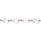 Crystal Quartz faceted oval Black Gold plated Chain by the foot - The Bead Traders