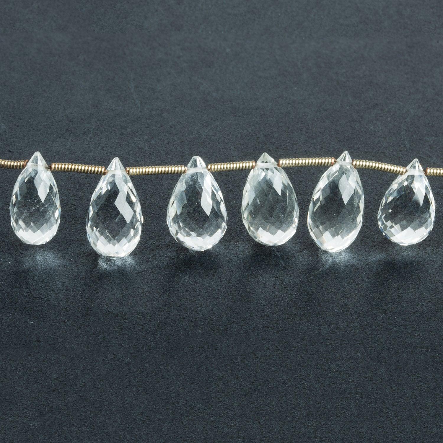 Crystal Quartz Faceted Teardrops 8 inch 20 beads - The Bead Traders