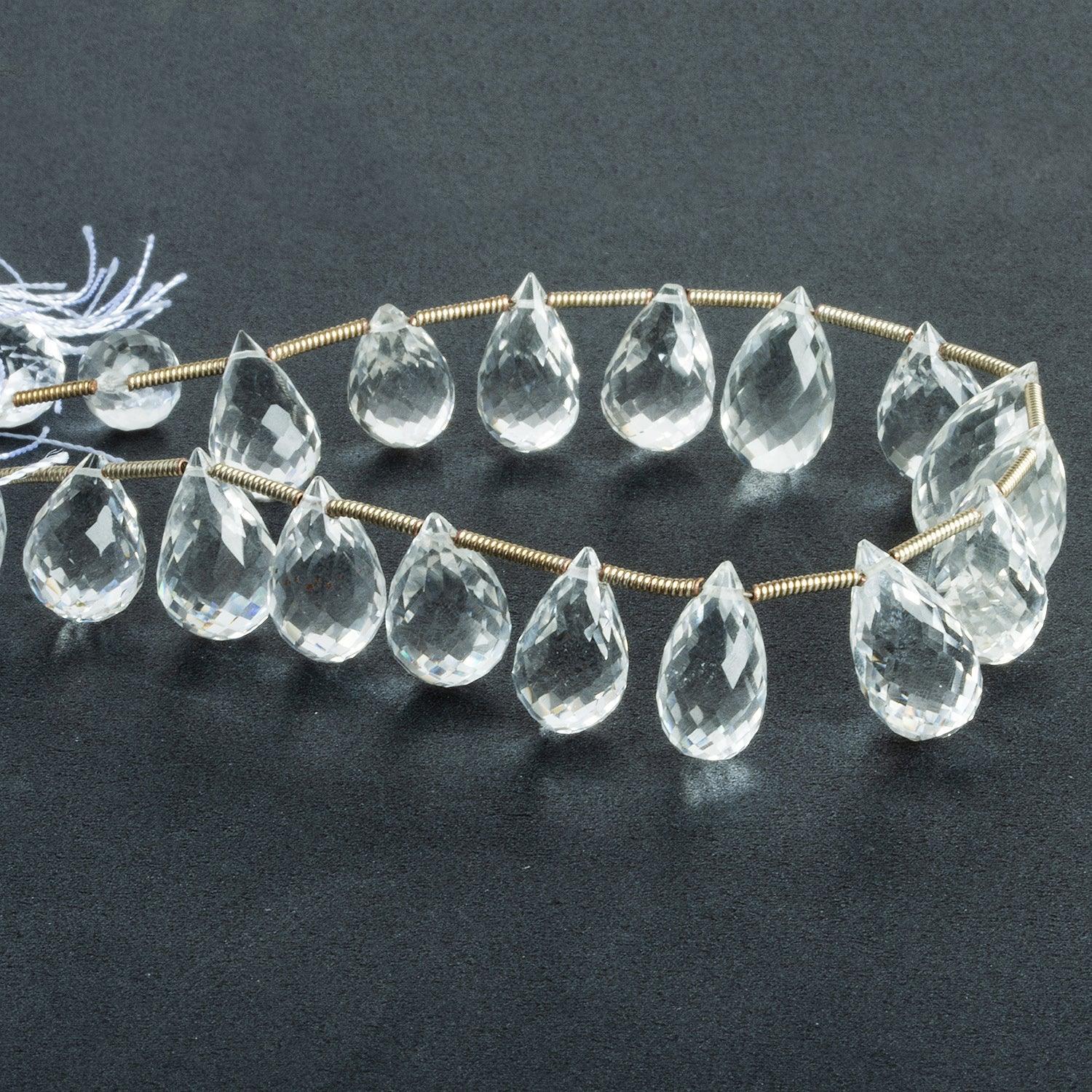Crystal Quartz Faceted Teardrops 8 inch 20 beads - The Bead Traders