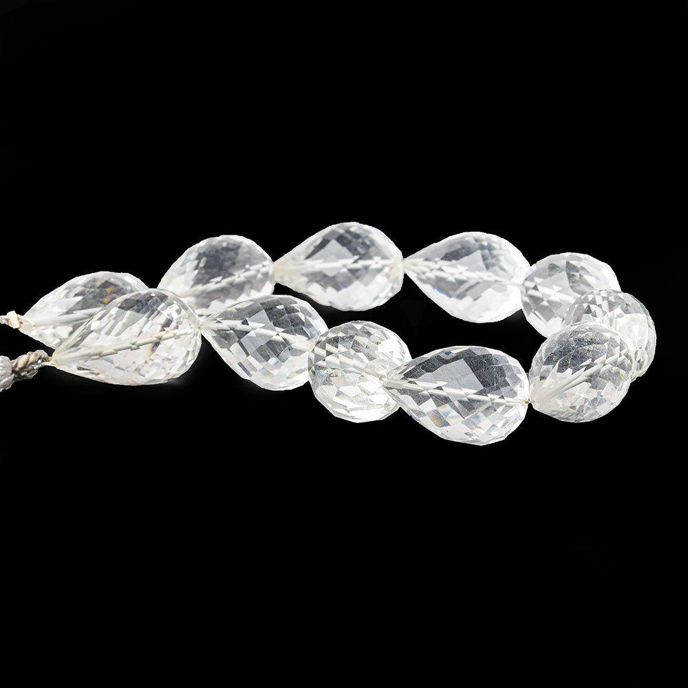Crystal Quartz straight drilled faceted teardrop 8 inch 11 beads 17x12-20x12mm - The Bead Traders