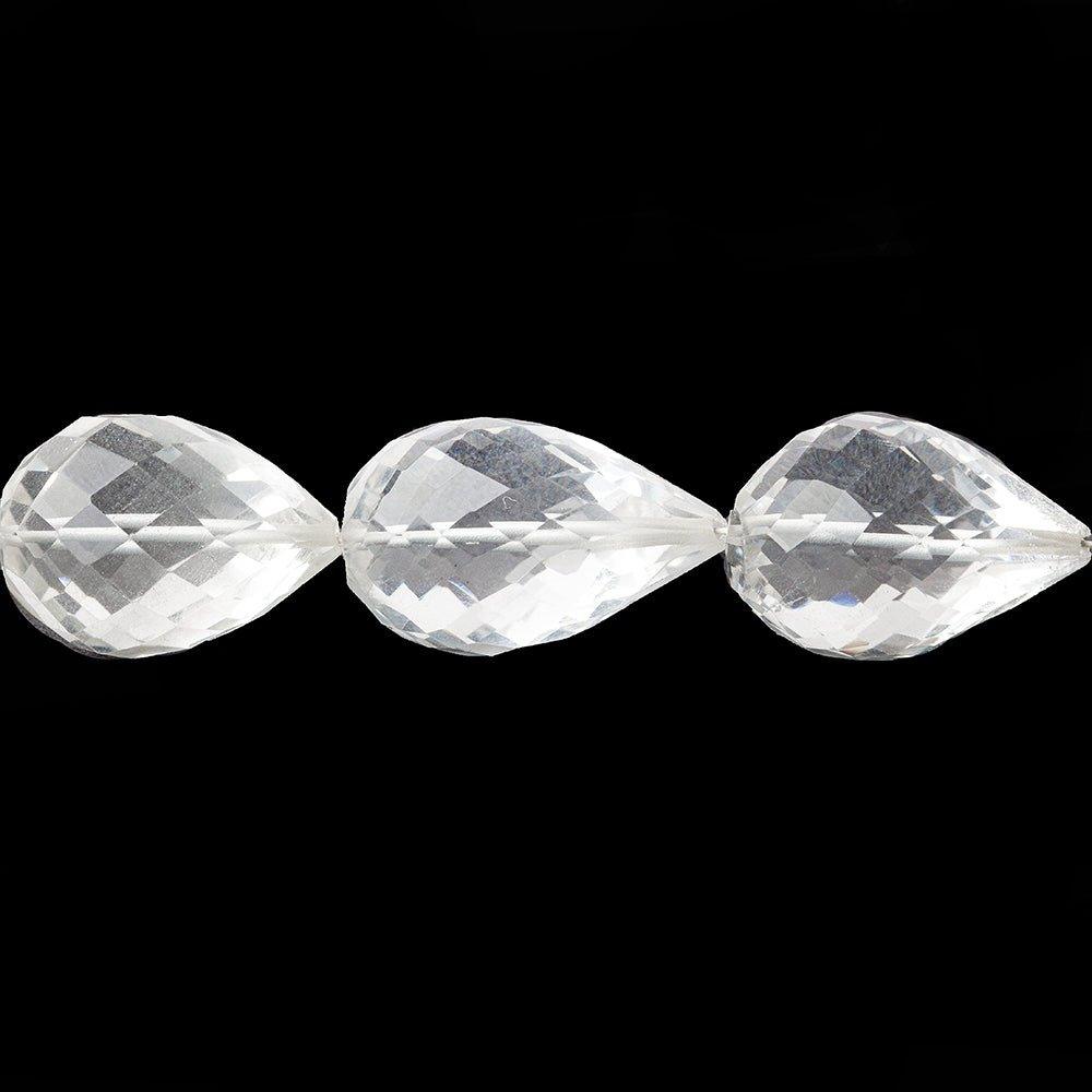 Crystal Quartz straight drilled faceted teardrop 8 inch 11 beads 17x12-20x12mm - The Bead Traders