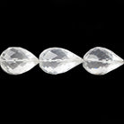 Crystal Quartz straight drilled faceted teardrop 8 inch 11 beads 17x12-20x12mm - The Bead Traders