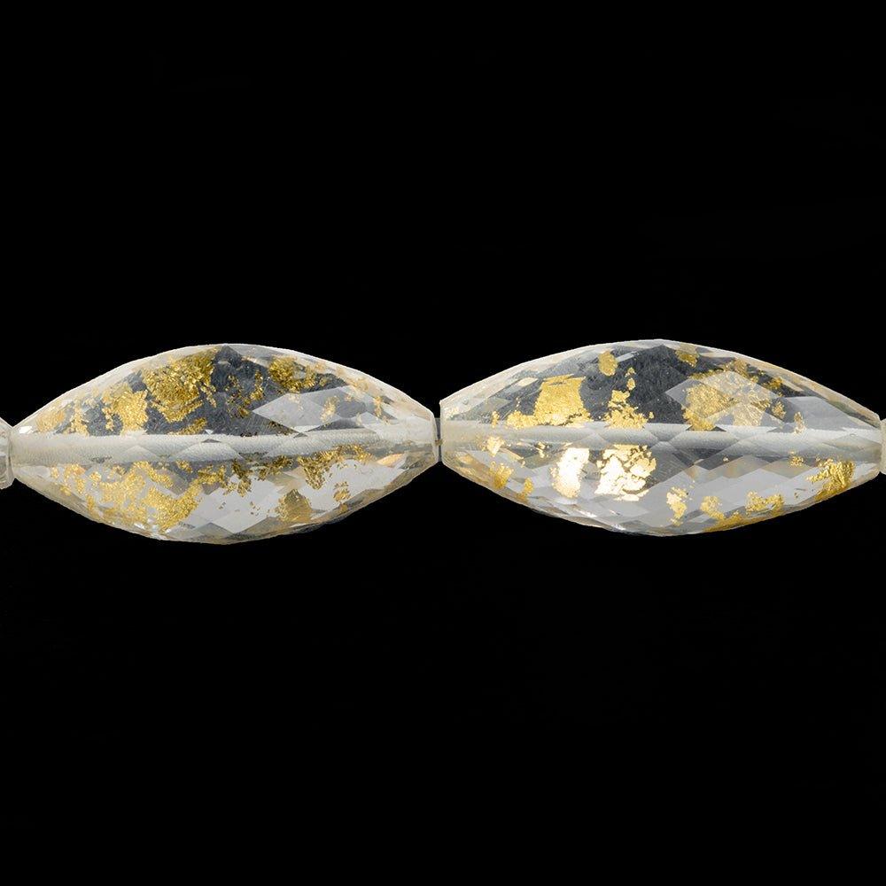 Crystal Quartz with Gold Leaf Faceted Marquise Beads 17 inch 19 pieces - The Bead Traders