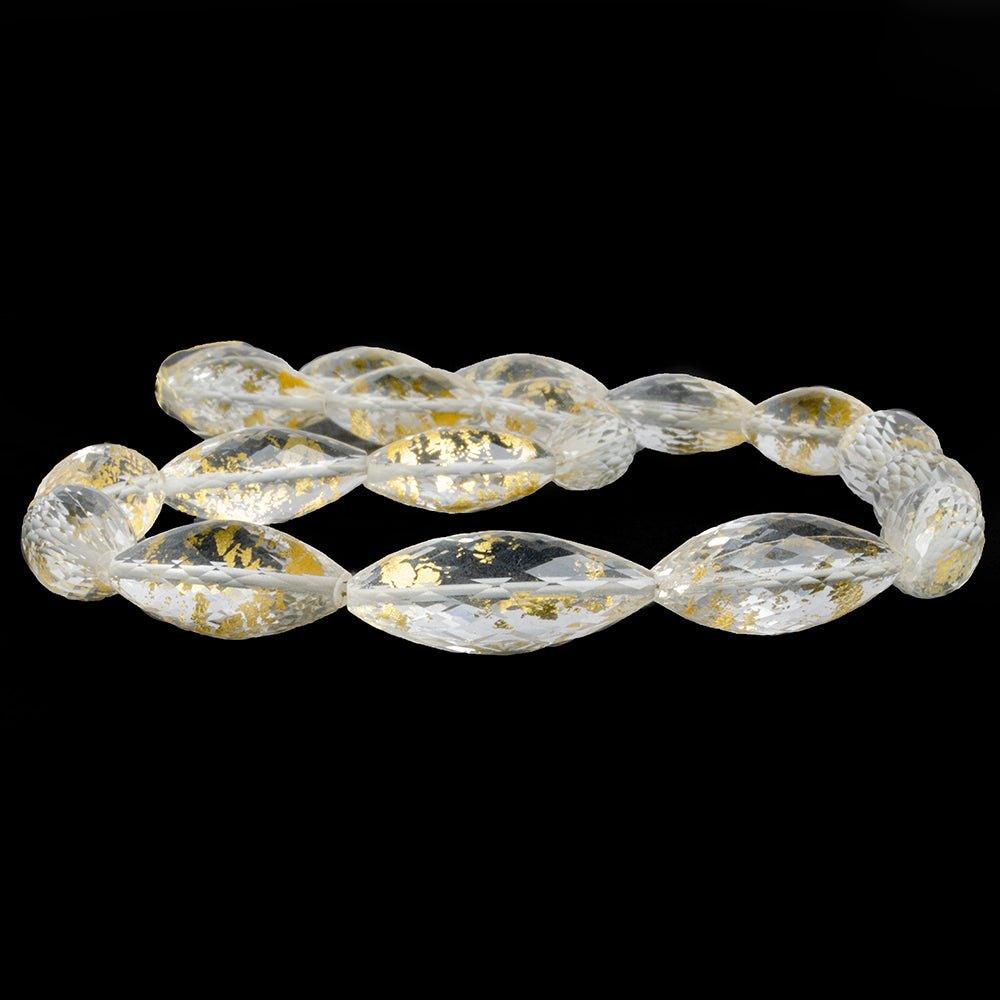 Crystal Quartz with Gold Leaf Faceted Marquise Beads 17 inch 19 pieces - The Bead Traders