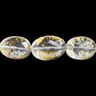 Crystal Quartz with Gold Leaf Faceted Oval Beads 16 inch 27 pieces - The Bead Traders