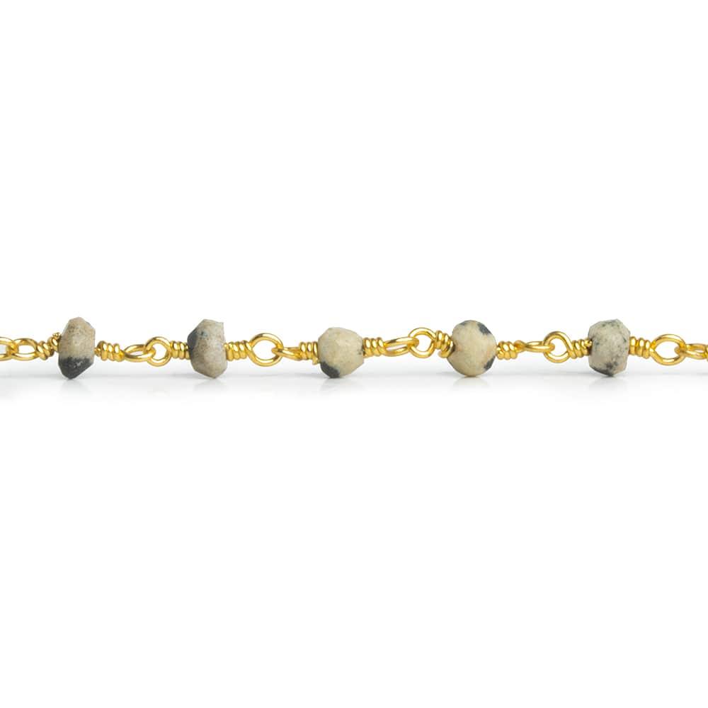 Dalmatian Jasper Faceted Rondelle Gold Chain 38 pieces - The Bead Traders