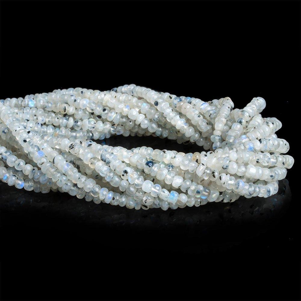 Dalmatian Rainbow Moonstone Plain Rondelle Beads 15 inch 150 pieces - The Bead Traders