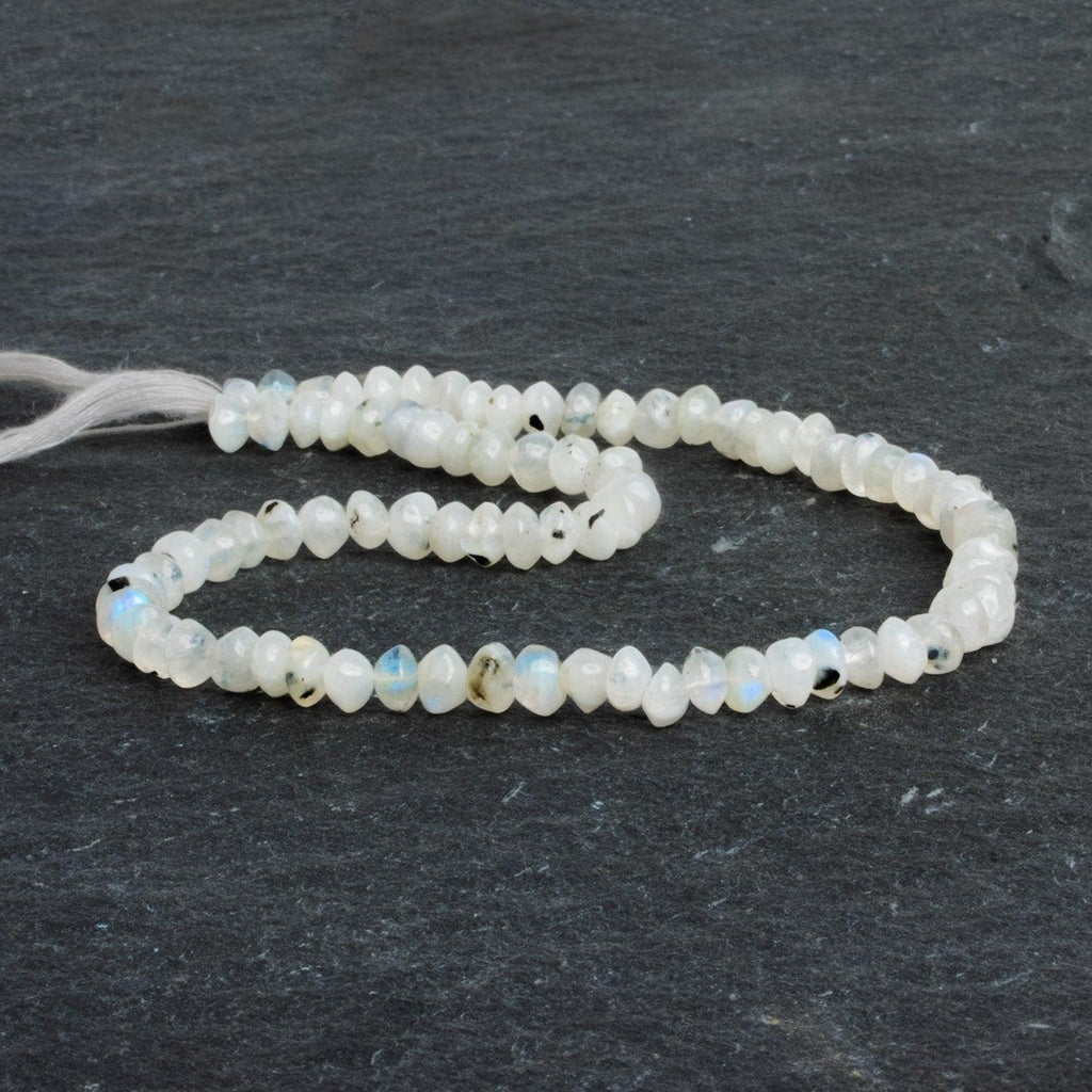 Dalmatian Rainbow Moonstone Rondelles 12 inch 74 beads - The Bead Traders