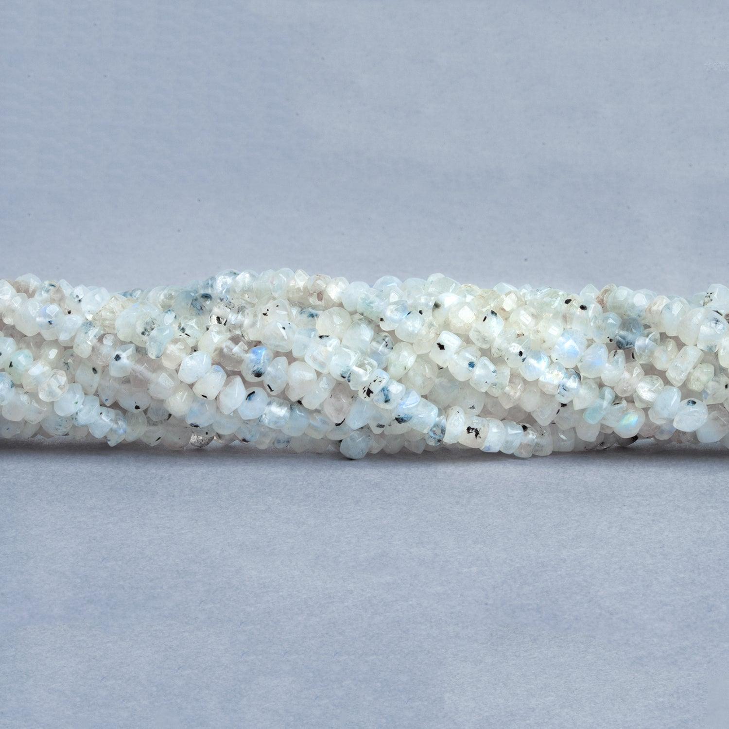Dalmation Rainbow Moonstone Hand cut rondelle 13 inch 140pcs - The Bead Traders
