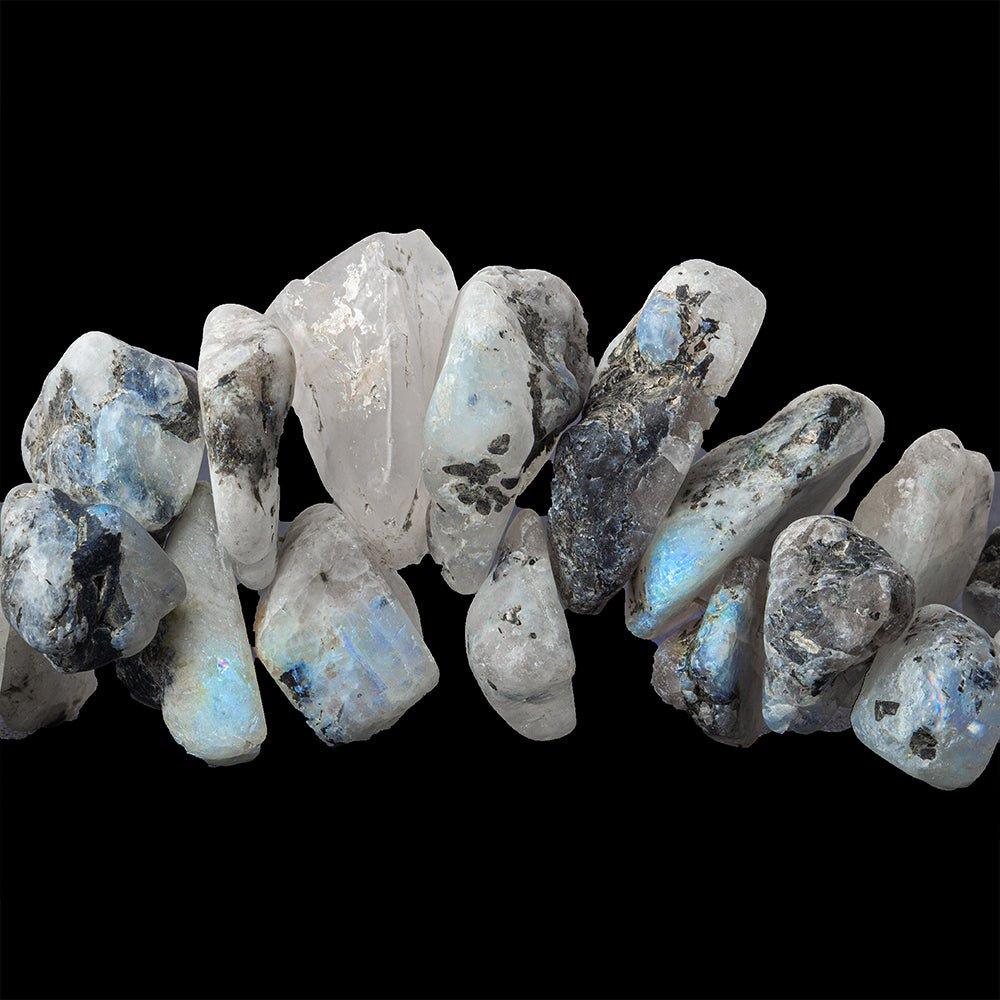 Dalmation Rainbow Moonstone Tumbled Natural Crystals 7 inch 50 beads 9x7-20x17mm - The Bead Traders