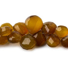 Dark amber Brown Chalcedony faceted hearts 8 inch 9x9-11x11mm - The Bead Traders