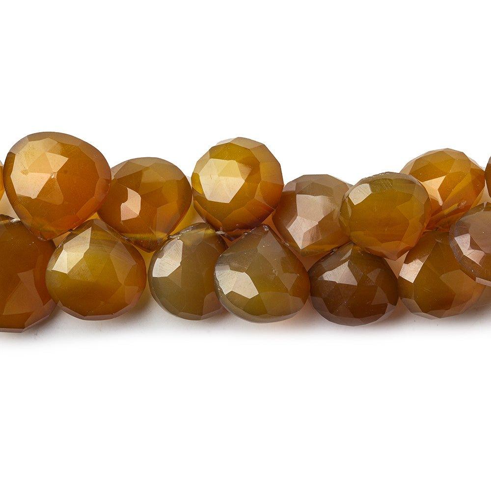 Dark amber Brown Chalcedony faceted hearts 8 inch beads 10x10-13x13mm - The Bead Traders