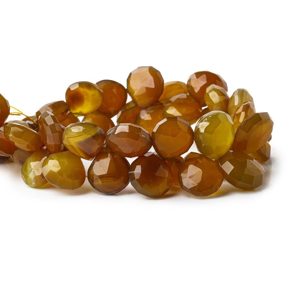 Dark amber Brown Chalcedony faceted hearts 8 inch beads 10x10-13x13mm - The Bead Traders