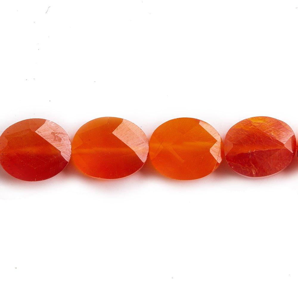 Dark Carnelian Orange Agate Faceted Oval Beads 16 inch 29 pieces - The Bead Traders