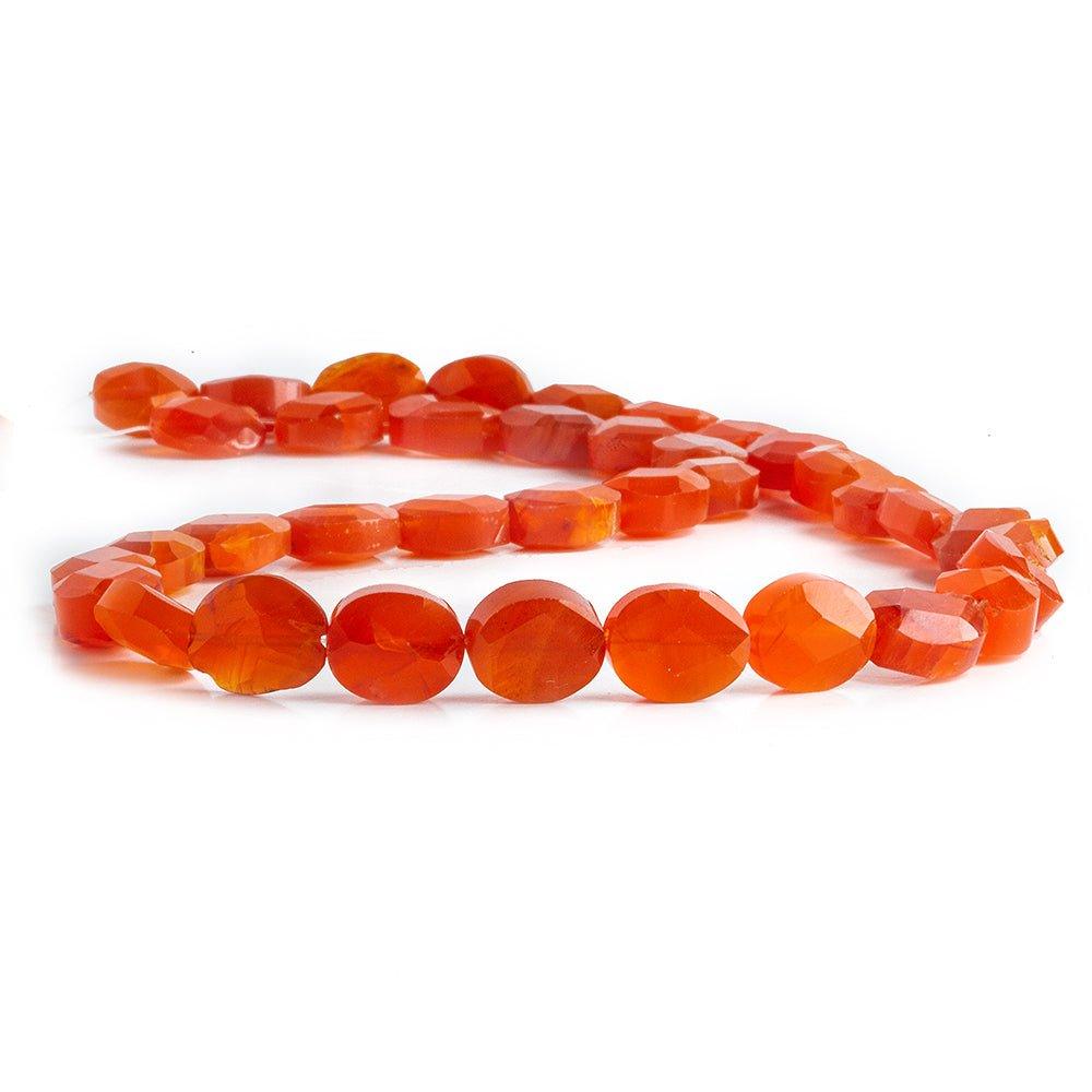 Dark Carnelian Orange Agate Faceted Oval Beads 16 inch 29 pieces - The Bead Traders
