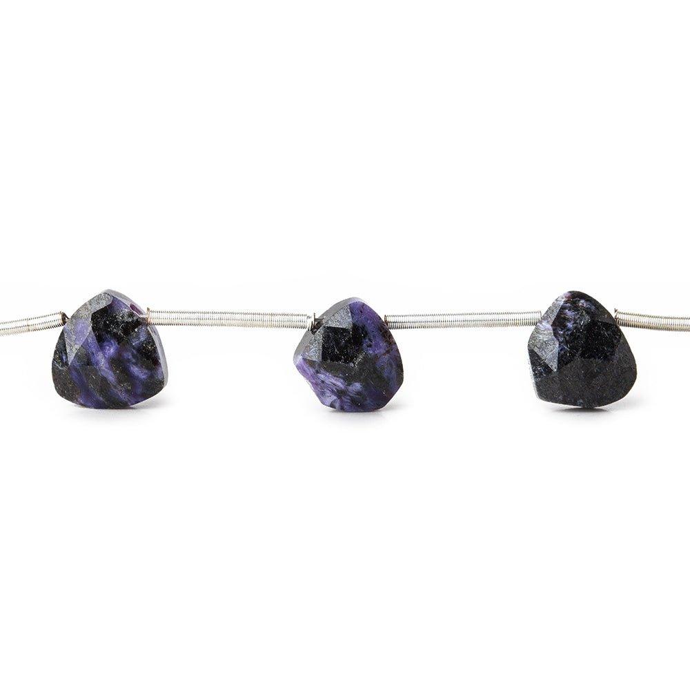 Dark Charoite Beads Top Drilled Faceted 8mm Heart Beads, - The Bead Traders