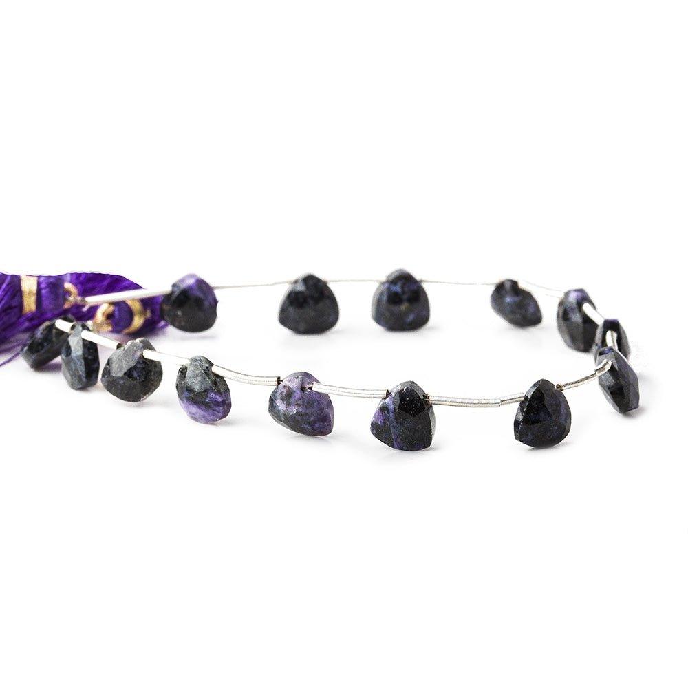 Dark Charoite Beads Top Drilled Faceted 8mm Heart Beads, - The Bead Traders
