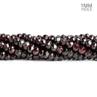 Dark Garnet faceted rondelles 16 inch 85 large hole beads 6mm average - The Bead Traders