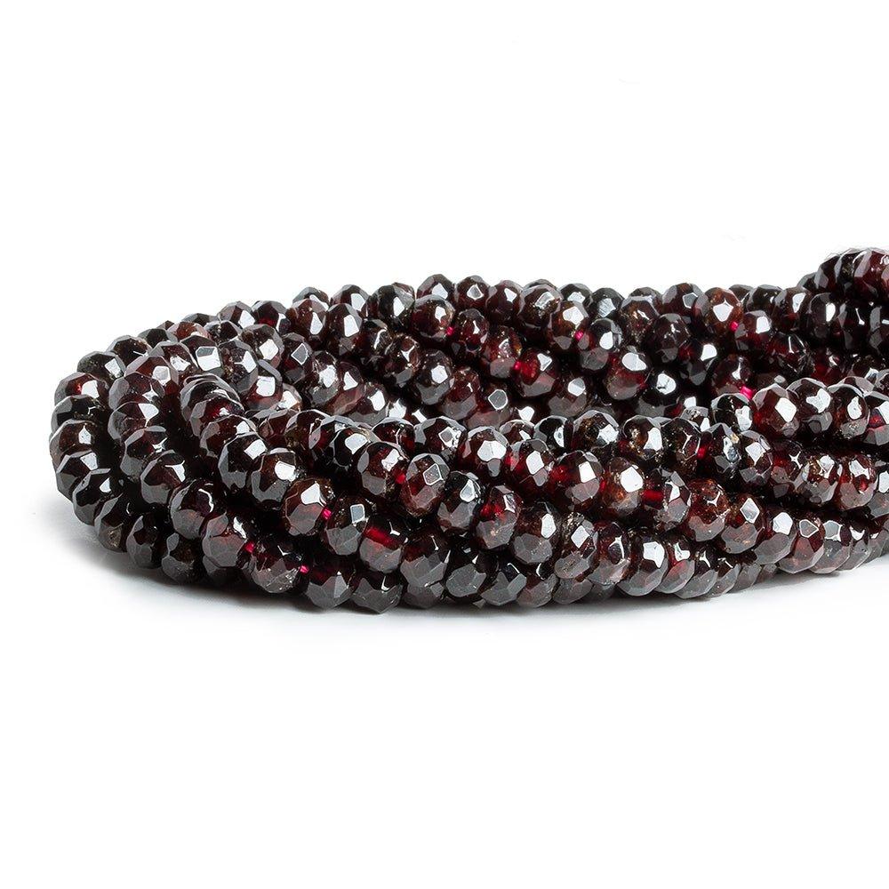 Dark Garnet faceted rondelles 16 inch 85 large hole beads 6mm average - The Bead Traders