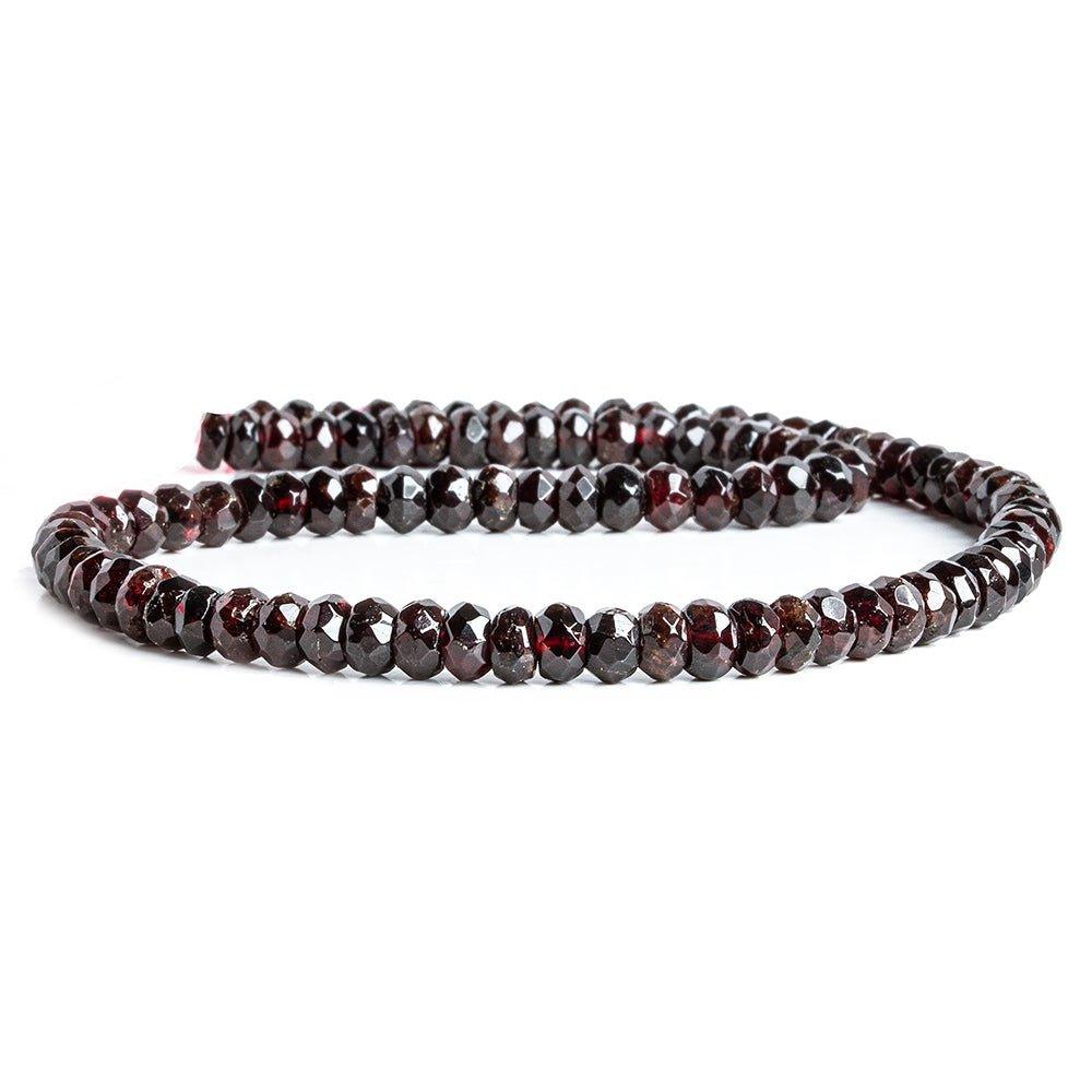 Dark Garnet faceted rondelles 16 inch 85 large hole beads 6mm average - The Bead Traders