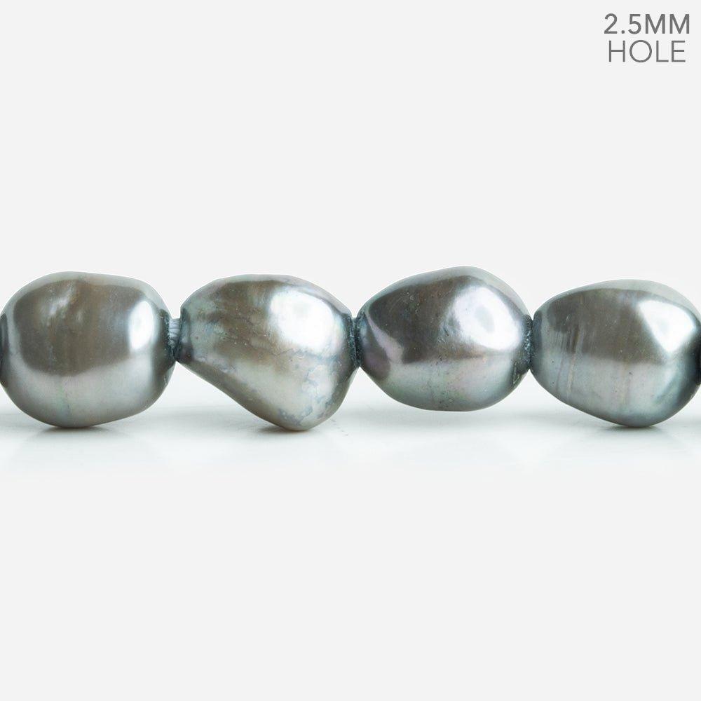 Dark Gray Baroque Large Hole Pearls 16 inch 33 pieces - The Bead Traders