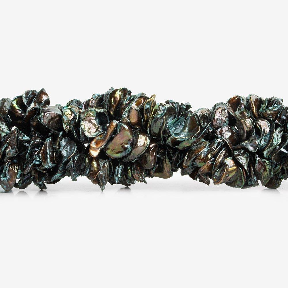 Dark Green Copper Keshi Freshwater Pearls 15 inch 130 pieces - The Bead Traders