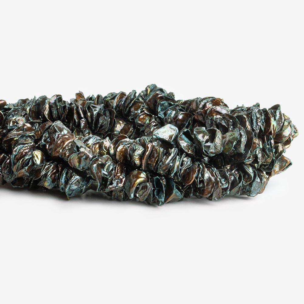 Dark Green Copper Keshi Freshwater Pearls 15 inch 130 pieces - The Bead Traders
